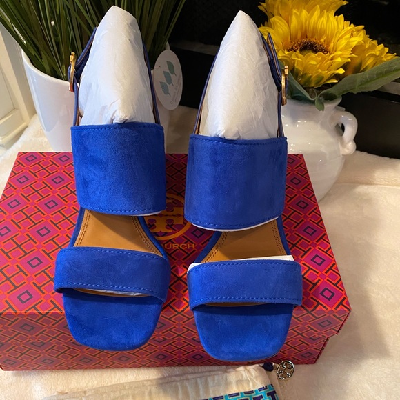 ✨NEW✨Tory Burch Selby 75MM Block Heel Sandal Suede - Picture 1 of 12